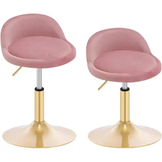 Woltu Barhocker (2 St), Schminkstuhl höhenverstellbar drehbar, Esszimmerstuhl Samt rosa