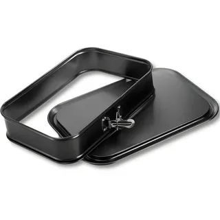 Retoo Springform Rechteckige Backform 35 x 24 cm Kuchenform mit Auslauf-schutz Antihaft-Beschichtung Abnehmbarem Boden Kohlenstoffstahl Kuchen-backform für Kuchen Eiscreme und Desserts Schwarz