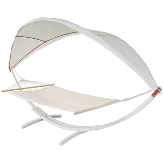 Mendler Hängematte HWC-J47 150 x 420 cm Beige/Weiß