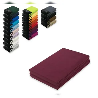 EXKLUSIV HEIMTEXTIL Doppelpack Jersey Spannbettlaken 60 x 120 - 70 x 140 cm Bordeaux