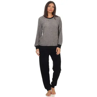 normann Frottee Pyjama Schlafanzug Bündchen in Grau | Gr.: 40-42