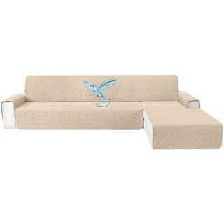 Ecksofa Überwurf L-form 3-sitzer Wasserdicht, Rutschfest, Beige