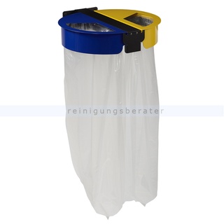 CITWIN Müllsackständer Rossignol Stahl 2 x 110 L gelb, blau Müllsackhalterung für 2 Fach Trennung zur Wandbefestigung