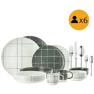 Thomas Kombiservice Karo Mixed, Mehrfarbig, Keramik, 60-teilig, 490 ml,500 ml, DIN EN ISO 14001, DIN EN ISO 9001, Essen & Trinken, Geschirr, Geschirr-Sets, Kombiservice