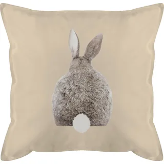 Kissen 50x50 - Ostern Hase I Hasen Oster Hasenmotiv I Osterhase - 50 x 50 cm - Beige Natur - osterkissen mit osterhasen ostern￼ kissenbezüge häschen kaninchen rabbit hasen-hintern hasi motiv