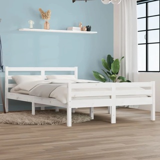 MOONAIRY Massivholzbett, Bettrahmen, Bett, Badezimmer Möbel, Holzbett, Holz Bett, Weiß 120x190 cm 4FT Small Double
