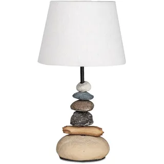 Tischlampe, Leuchte Steine Naturoptik H. 40cm mit Stoff Schirm Formano