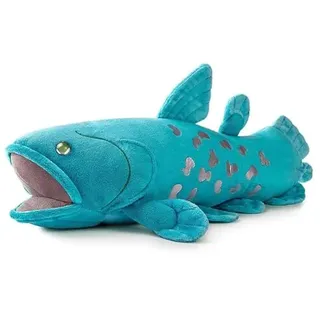 PuffPurrs Coelacanth Fisch Plüschtier - 16" Blaues Realistisches Fischspielzeug, Super Weiche Meeressimulation Coelacanth Fischpuppen Plüschgeschenk Sammlung Dekorationen für Kinder