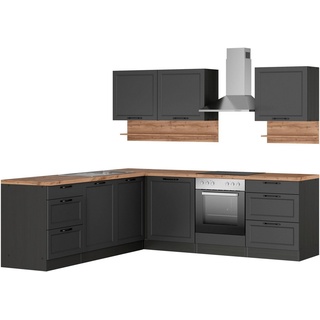 Kochstation Küche KS-Lana, Stellbreite 240/240 cm, wahlweise mit und ohne E-Geräte grau