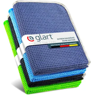 Glart 47BG Mikrofaser Geschirrtuch – 40×60 cm Trockentücher für Gläser, Geschirr & Küchenoberflächen, saugstark, fusselfrei, streifenfrei, besser als Baumwolle, Geschirrpflege ohne Rückstände