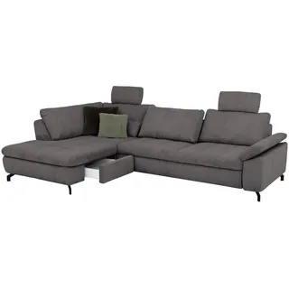 Beldomo Style Ecksofa Sense, Anthrazit, Metall, 3-Sitzer, Ottomane links, Eckteil, L-Form, 291x197 cm, Goldenes M, Typenauswahl, Fußauswahl, Stoffauswahl, seitenverkehrt erhältlich, individuell planbar, Wohnzimmer, Sofas & Couches, Wohnlandschaften, Ecksofas