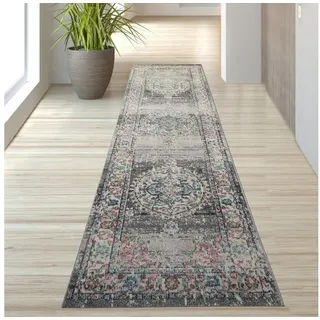 TeppichHome24 Outdoorteppich Teppich Orient Outdoor Vintage in grau blau, rechteckig grau rechteckig | 80 cm x 300 cm