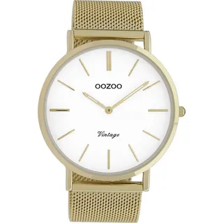 OOZOO Quarzuhr Oozoo Herren Armbanduhr gold Analog, (Analoguhr), Herrenuhr rund, groß (ca. 44mm) Edelstahlarmband, Fashion-Style goldfarben