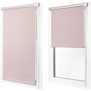MakoStyl Rollos für Fenster Ohne Bohren - Verdunklungsrollo Rosa 100 cm Breite x 230 cm Höhe - Doppelrollo Klemmfix Ohne Bohren - Fenster Rollos für Innen 100% Blackout - Verdunkelnd Duo Rollo