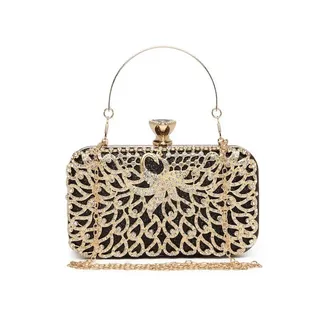 Miss Lulu Clutch Damen Clutch-Tasche mit Perlenstickerei, Hartschalen-Design schwarz