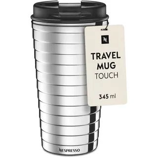 Nespresso TOUCH Travel Mug Silber 345ml | Thermobecher aus Edelstahl | Kalt & Warm für Kaffee, Tee, Matcha etc. | auslaufsicher & spülmaschinenfest | Kaffeebecher to go mit Deckel