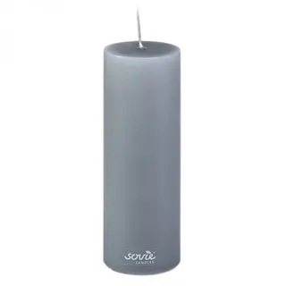 Sovie CANDLES Stumpenkerze in Grau Ø 50 mm x H 150 mm - 12 Stück - Brenndauer ca. 42 Std. - Flachkopf Säulenkerze
