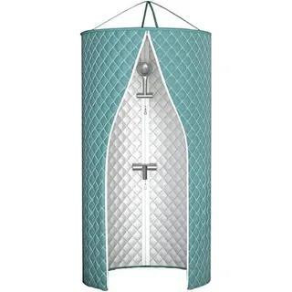 Suixtil Runder verdickter Baumwoll-Duschvorhang wasserdichte Badezimmer-Duschvorhänge, Polyester hängende isolierte Doppel-Reißverschluss-Duschvorhänge(100X200CM)