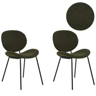 Beliani Esszimmerstuhl Luana Kunstleder grün/schwarz 2er Set