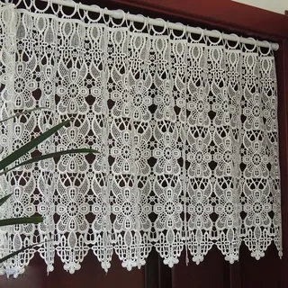 ACMHNC Häkelgardine Landhaus Stil Küche Gardine Romantisch Retro Scheibengardine Kurz Vorhang Bistrogardine Chic Vintage Dekoration Vorhang 1 Stück,Weiß,250cm x 50cm /98"*20"