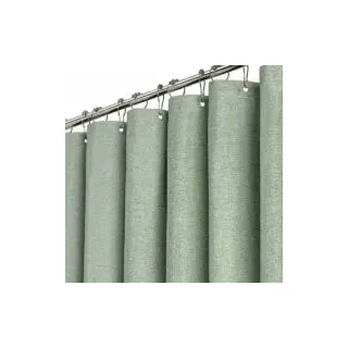 Duschvorhang 180x210cm, Extra Lang, Salbeigrün - Set Aus Strapazierfähigem, Strukturiertem Duschvorhang In Leinenoptik Mit 12 Ecken - Crezuo