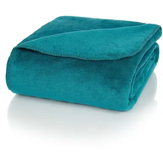 Wolldecke U2P Kuscheldecke Baumwolle, Petrol, 150x200cm Sofadecke warm weich, Glart bunt