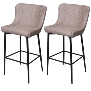Mendler 2er-Set Barhocker HWC-H79  ~ Stoff/Textil grau
