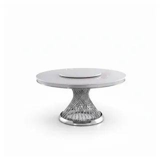 JVmoebel Esstisch Runder Designertisch aus poliertem Edelstahl in Silber (1-St., Esstisch), Made in Europa silberfarben