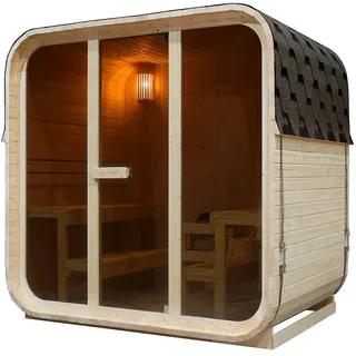Artsauna Fasssauna Fjora 9 kW Ofen Glasfront