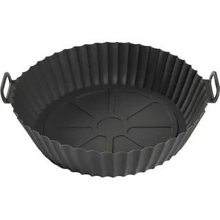 COOK CONCEPT Runde Silikon-Backform für Heißluftfritteuse 20 cm Grau | Antihaftbeschichtetes Silikon, hitzebeständig, geeignet für Heißluftfritteusen und Mikrowellen, gesundes Kochen, Ø 20cm, grau