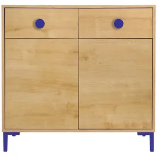 RNT By Really Nice Things Kommode, Eiche Artisan, Blau, Holzwerkstoff, 90x85x45 cm, Babymöbel, Kinderkommoden