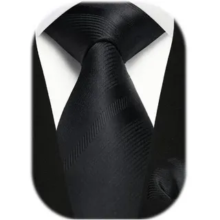 Krawatte Herren Einstecktuch Set Streifen Hochzeit Anzug Schwarz