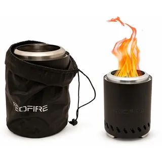 REDFIRE Pellet Tischkamin Volcano Medium, schwarz pulverbeschichtet Â- Tischfeuer Edelstahl für Holz und Pellets Â- Feuerschalen für den Garten, raucharme Feuertonne, Camping Gadgets, Outdoor Deko