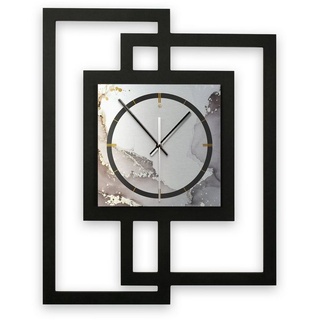 Kreative Feder Wanduhr Design-Wanduhr „Abstract Water“ in modernem Metallic-Look (ohne Ticken; Funk- oder Quarzuhrwerk; elegant, außergewöhnlich, modern) schwarz