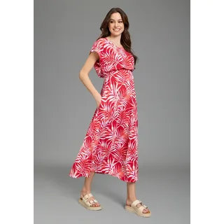 NEUN MONATE Umstandskleid "Langes Schwangerschafts- und Still-Kleid", Damen, Gr. 38, N-Gr, rot (rot geblümt), Jersey, Obermaterial: 95% Viskose, 5% Elasthan.