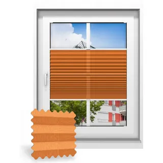 Plissee ohne Bohren nach Maß, Orange (crush) 121070, 30 x 80 cm, Plissee individuell maßangefertigt
