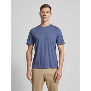 Regular Fit T-Shirt in Melange-Optik, Jeansblau Melange, 5XL