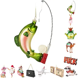 BRUBAKER Weihnachtsbaumkugel Handbemalte Weihnachtskugel - viele lustige Motive - Glas Baumkugel (1 St), Christbaumschmuck Figuren Deko Anhänger Christbaumkugel Weihnachtsdeko bunt