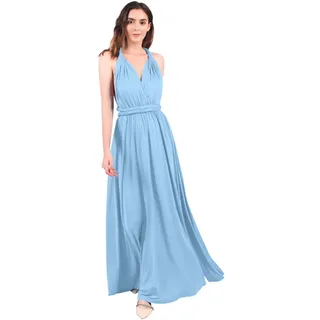 FYMNSI Damen Multiway Lange Abendkleid Hochzeit Brautjungfernkleid Bodenlang Partykleid Cocktailkleid Cabrio Wickelkleid V-Ausschnitt Festlich Kleid Rückenfrei Neckholder Maxikleid Sommer Strandkleid - L