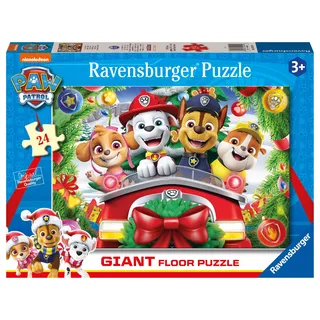 Ravensburger - Puzzle Paw Patrol Christmas, Kollektion 24 Giant Boden, 24 Teile, Puzzle für Kinder, Empfohlenes Alter 3+ Jahre