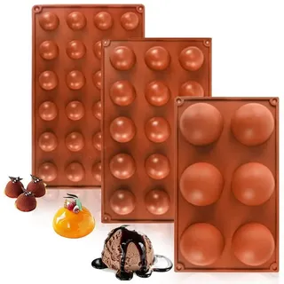LuxusKollektion Silikonform Silikonform Halbkugel 3er Set 6/15/24 Mulden, (3-tlg) braun