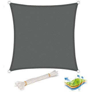 Woltu Sonnensegel Quadrat 4x4m Grau wasserabweisend Sonnenschutz Polyester Windschutz mit UV Schutz für Garten Terrasse Camping