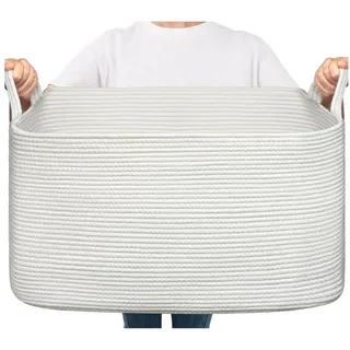 LuxusKollektion Wäschekorb Wäschekorb Wäschesammler Geflochten Weiß 65L( 55 x 38 x 29 cm) weiß