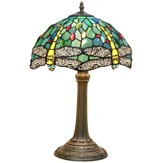 Blivuself Tiffany Lampe Libelle Stil Grün Glasmalerei Lampe Schlafzimmer Tischlampe Lesen Schreibtisch Licht für Nachttisch Wohnzimmer Büro Schlafsaal Esszimmer Dekorieren Geschenk