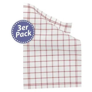 Kracht 3er Pack Halbleinen Geschirrtücher Scandic Karo rot 50x70 cm - Rot