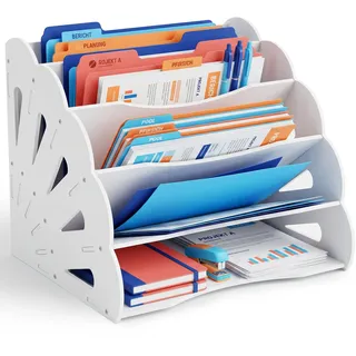 Relaxdays Dokumentenablage Schreibtisch-Organizer Weiß 5 St.