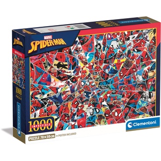 Clementoni Spiderman Impossible Spiderman-1000 Teile, Poster inklusive, Marvel, Superheldenpuzzle, schwieriges Puzzle, Spaß für Erwachsene, Made in Italy, 39916, Mehrfarbig