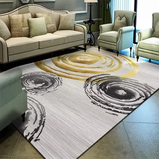 DJHWWD Piano Teppich XXL Teppich Moderner langlebiger Outdoor-Teppich mit Kreismuster 200x250CM grau Waschbarer Teppich Kinderzimmer Teppich Bettvorleger