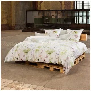 Estella Meadow Floral Baumwolle Grün 135 x 200 cm + 40 x 80 cm