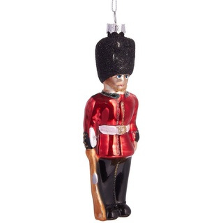 BRUBAKER Christbaumschmuck Mundgeblasene Weihnachtskugel Grenadier Guard, Englischer Soldat Weihnachtsschmuck aus Glas, handbemalt - Lustige Weihnachtskugel 14 cm rot|schwarz
